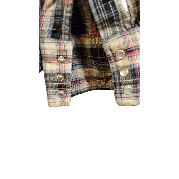 Wrangler Wrancher Flannel Long Sleeve Pearl Snap Shirt - Tan/Black/Red -‎ XL - Picture 4 of 7